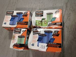 lot 53 image: OSHA Compatible Kit with HEPA Level Filtration and Cyclonic Dust Bags for Select 12 -16 Gal. AND RIDGID 3-Layer Fine Dust Pleated Paper Filter for Most 5 Gal. and Larger RIDGID WetDry Shop Vacuums
