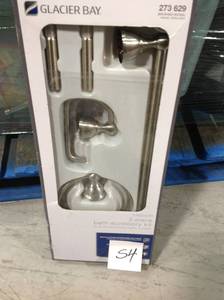 lot 54 image: Mandouri 3-Piece Bath Hardware Kit in Brushed Nickel not used