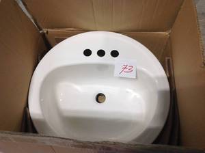 lot 73 image: Glacier Bay Aragon Self-Rimming Drop-In Bathroom Sink in White not used