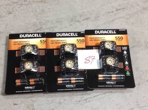 lot 87 image: Lot of 3 New Duracell High Intensity LED 550 Lumen Headlamps - 2 Pack