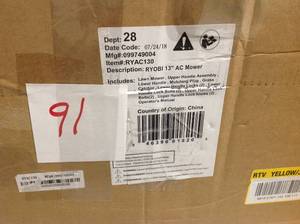 lot 91 image: RYOBI 13 in. 11 Amp Corded Electric Walk Behind Push Mower in good condition