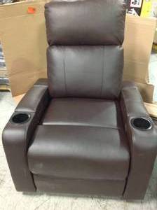 lot 109 image: AC PACIFIC Terry Collection Modern Espresso Upholstered Faux Leather with Electric Power Recliner Chair in good condition