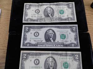 Lot of 3 $2 Bills