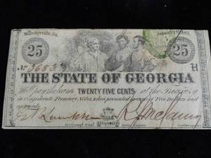 1863 State of Georgia $25 Bill