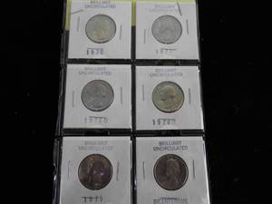 Lot of 6 Briliant Uncirculated Quarters