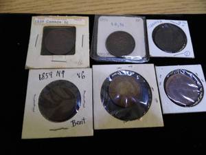 Lot of 6 Canadian 1 Cent Coins