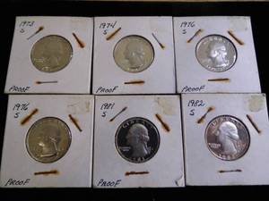 Lot of 6 US Proof Quarters