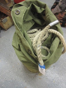 lot 744 image: CANVAS DUFFLE BAG FILLED WITH NYLON ROPE