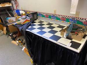 lot 834 image: CHECKERBOARD FOLDING TABLE