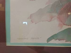 lot 168 image: Verdigris Poppies Framed Art
