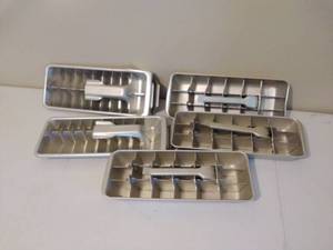 lot 222 image: 5 VINTAGE Metal Ice Trays