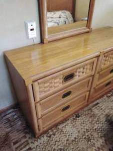 lot 67 image: Dixie 6 Drawer Lowboy Dresser with Mirror