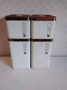 lot 75 image: VINTAGE Metal Canister Set