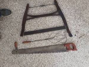 lot 50 image: 2-Vintage Saws & Rug Beater