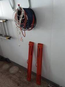lot 51 image: Pair Of Folding Saw Horses & Extension Cord