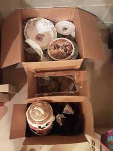 lot 284 image: 3-Boxes Of Glass Ware & McCoy Cookie Jar