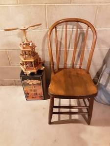 lot 350 image: Wood Chair & Scandinavian Candle Holder