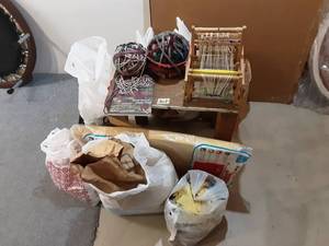 lot 368 image: Small Loom, Rag Rug Book, Bags Of Rugs