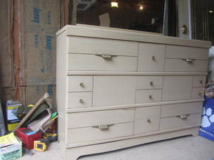 Blond Oak Dresser & Mirror