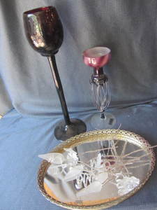 Art Glass, Flowers, Tray