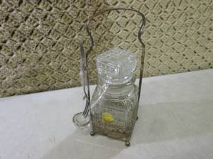Vintage Glass Container with Silver...