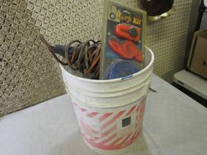 Bucket Full of Misc Work Light Tarp...