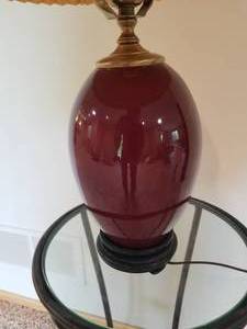 lot 45 image: Deep Red Ceramic Vase Lamp