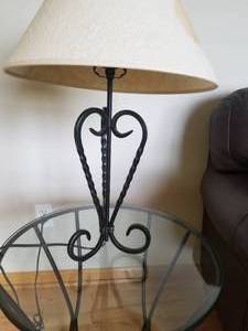 lot 33 image: Curved Wrought Iron Stem Lamp