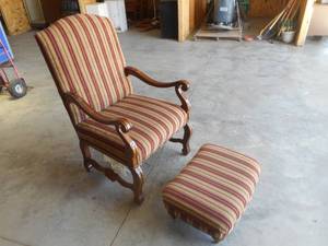 Striped Chair and Ottoman