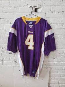 lot 35 image: Vikings Purple Game Jersey  Brett Favre #4 Size 56