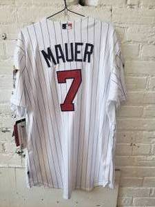 lot 63 image: Joe Mauer Twins Baseball Home Jersey Size 52