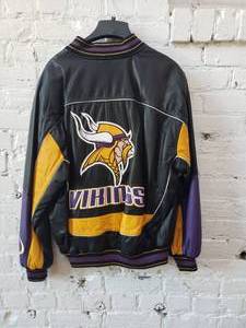 lot 148 image: Minnesota Vikings Retro Leather Jacket L by Carl Bands