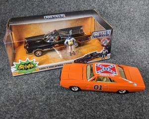 lot 45 image: Lot of 2 Die Cast Collectible Cars - Batmobile & General Lee