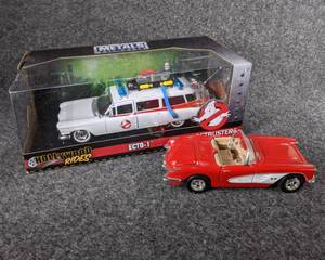 lot 46 image: Lot of 2 Die Cast Collectible Cars - Ghostbusters Ecto1 & Chevy Corvette