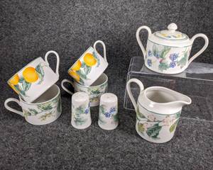 lot 103 image: 8 Piece Coffee Set with Salt & Pepper Shakers