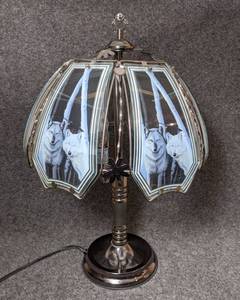 lot 107 image: Wolf-Themed Touch Lamp