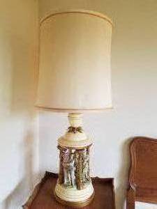 lot 58 image: Retro Porcelain Goddess Table Lamps, Pair