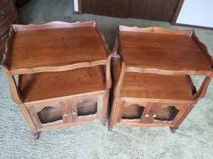 lot 49 image: Country French Nightstand with Wire Door Panels