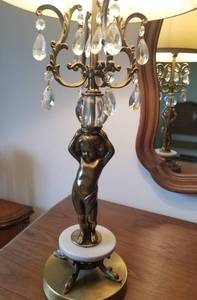 lot 59 image: Figural Cherub Lamp with Prisms
