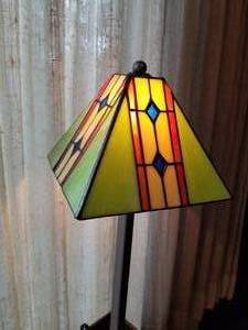 lot 69 image: Modern Prairie Stained Glass Table Lamp