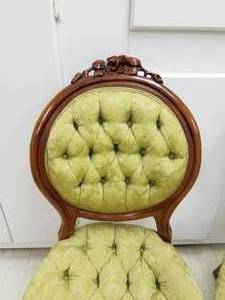 lot 133 image: Victorian Inspired Balloon Back Slipper Chairs, Pair