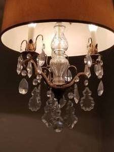 lot 62 image: Crystal Prism Hanging Lamp Chandelier with Drum Shade
