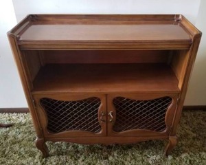 lot 55 image: Country French Petite Cabinet with Wire Door Panels