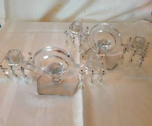 lot 140 image: Art Deco Crystal Prism Candlesticks