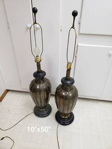 lot 66 image: 70s Big Bold Brass Lamps