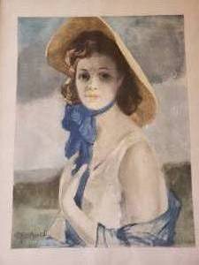 lot 82 image: Girl in a Blue Strapped Bonnet