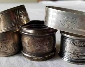 lot 20 image: Collection of 5 Antique Napkin Rings