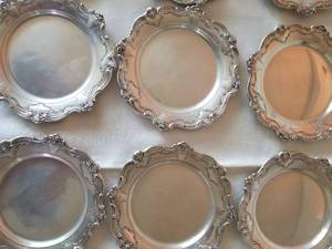 lot 11 image: Gorham Sterling Silver Sterling Tidbit Tray Chantilly Duchess  Set of 8