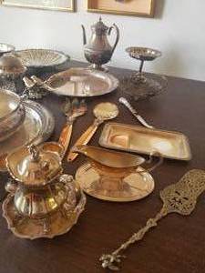 lot 37 image: Large Collection of Silverplate Serving Pieces