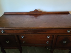 lot 1 image: 1920s Queen Anne Dark Wood Buffet